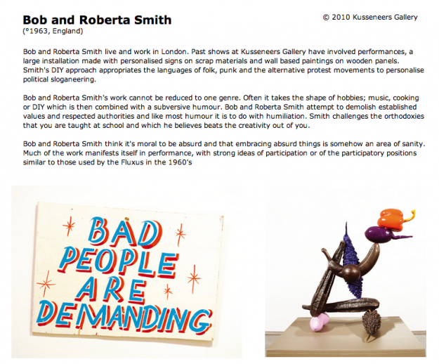 Bob and Roberta Smith - Kusseneers Gallery